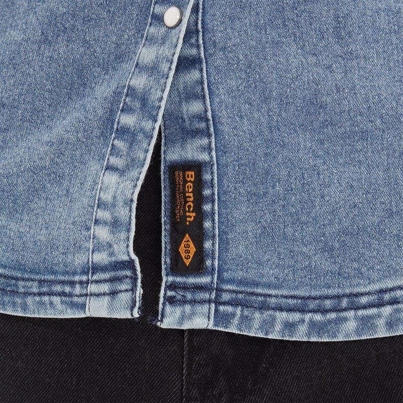 Bench Damen Shaylie Denim Hemd mit langem Arm Mittelblau