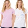 Bench Womens Akia Two Pack T-Shirts White/Pink