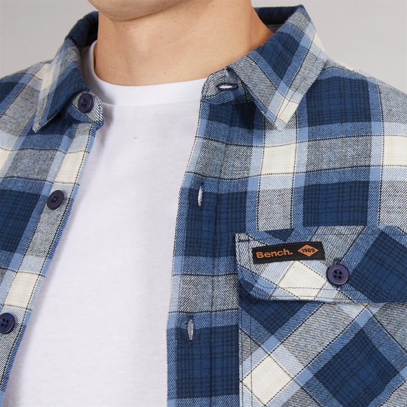 Bench Chemise à manches longues Matelassée Paddy Homme en Bleu Marine à carreaux