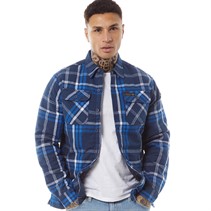 Bench Mens Quillum Long Sleeve Padded Shirt Navy/Blue Check