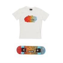 Bench Kids T-Shirt And Skateboard Set Brilliant White