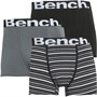 Bench Mens Boyce Three Pack Boxers Stripes/Black/Steel Grey