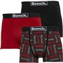 Bench Mens Stattler Three Pack Boxers Black AOP/Black/Dark Red