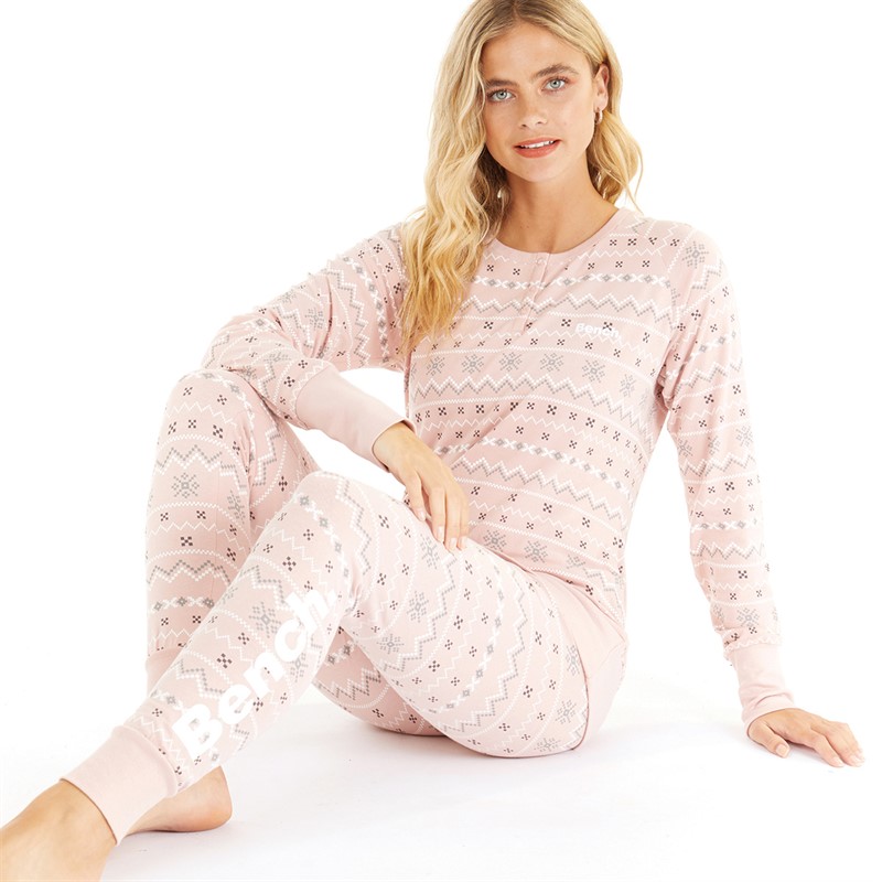 Buy Bench Womens Soffi Loungewear Set Dusky Pink Fairisle