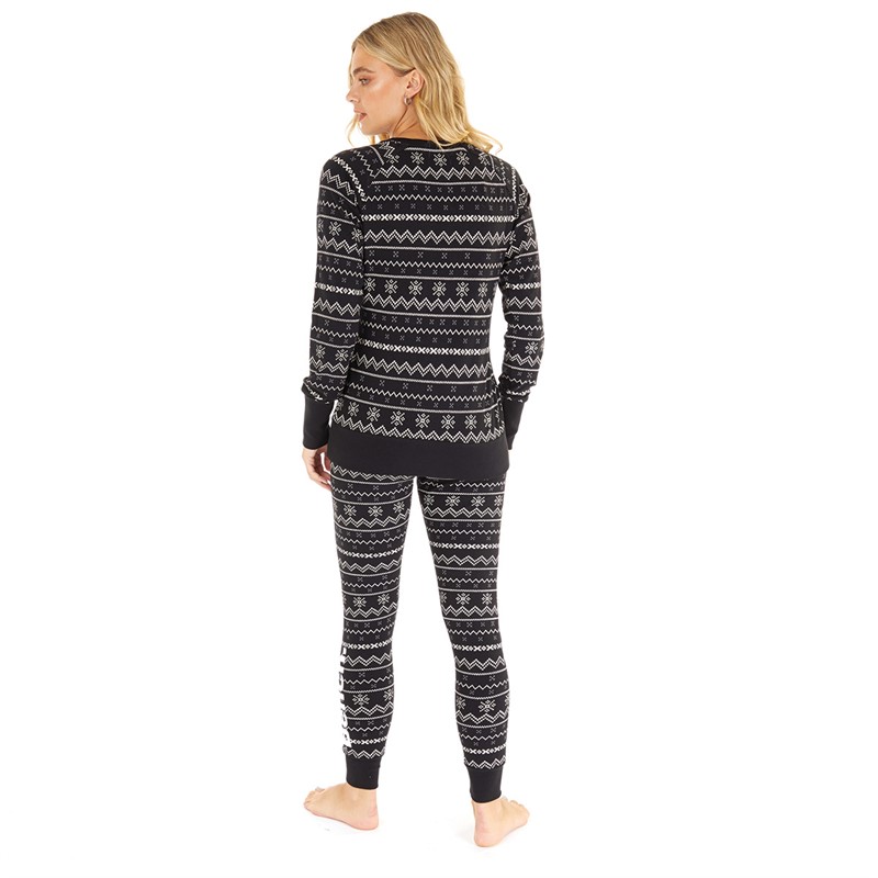 Bench Womens Soffi Loungewear Set Black Fairisle