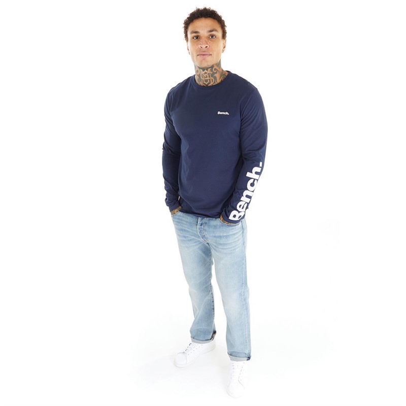 Buy Bench Mens Caviar Long Sleeve T-Shirt Navy