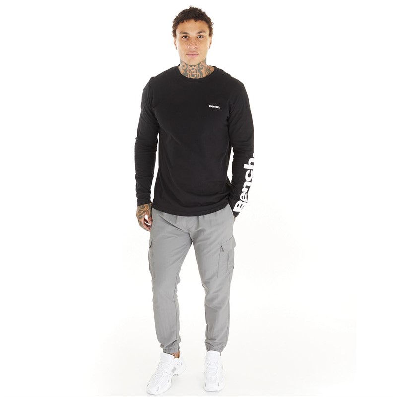 Bench Herren Caviar T-Shirts mit langem Arm. Schwarz