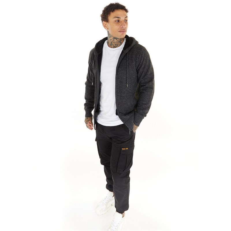 Bench Mens Zip Flander Jumper Charcoal Marl