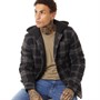 Bench Herren Wilkins gestepptes Overshirt Schwarz/Grau Karo