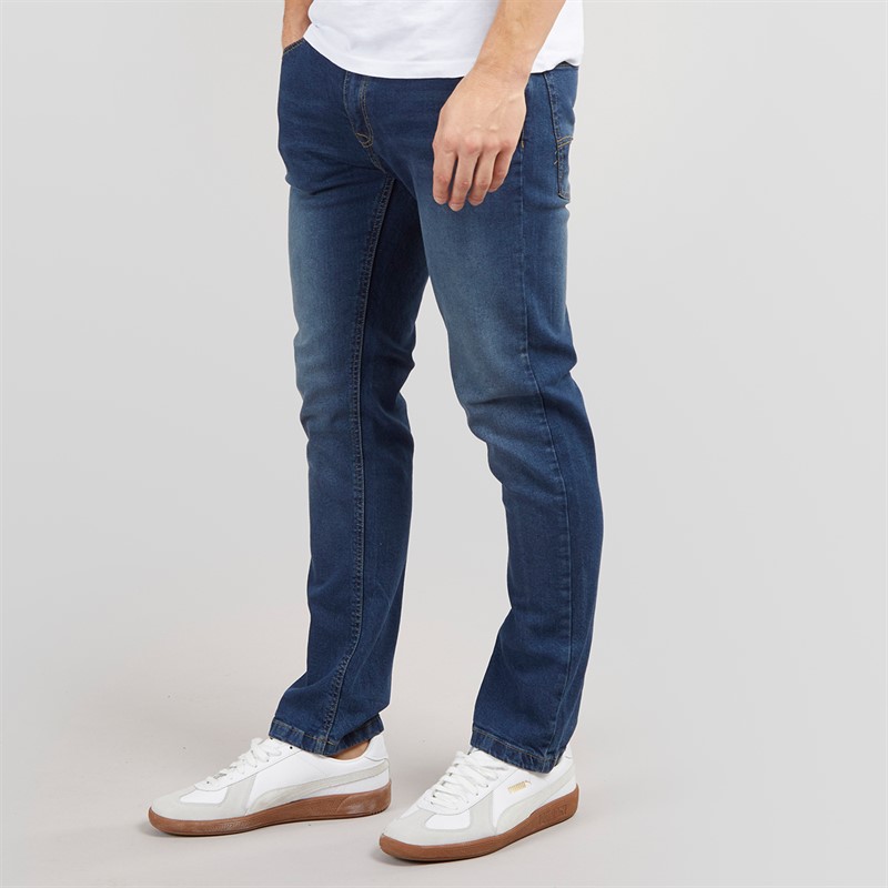 Bench Mens Stuart Straight Fit Jeans Dark Indigo Wash