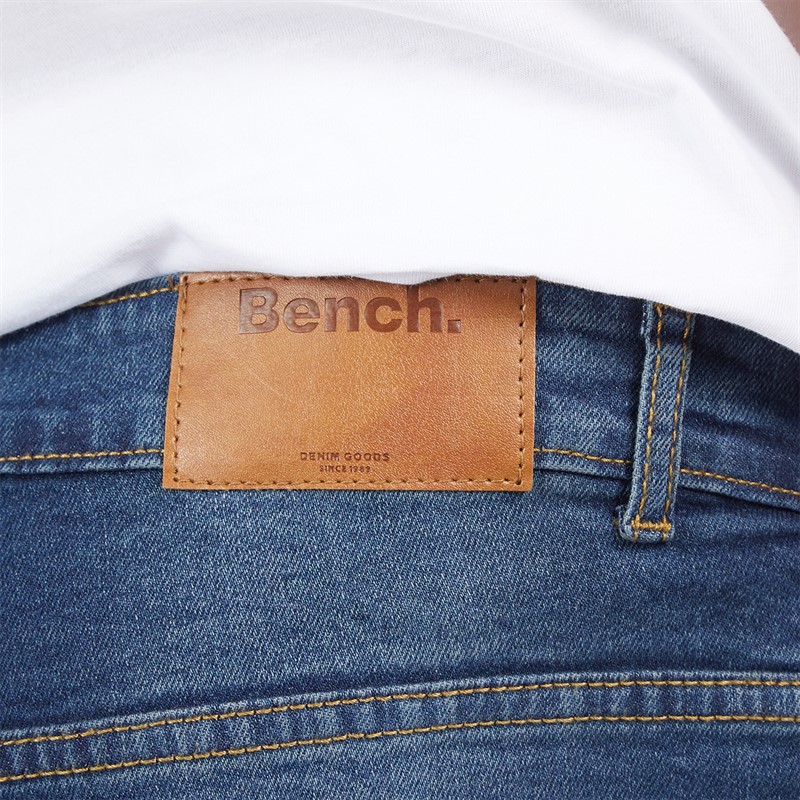 Bench Mens Stuart Straight Fit Jeans Dark Indigo Wash