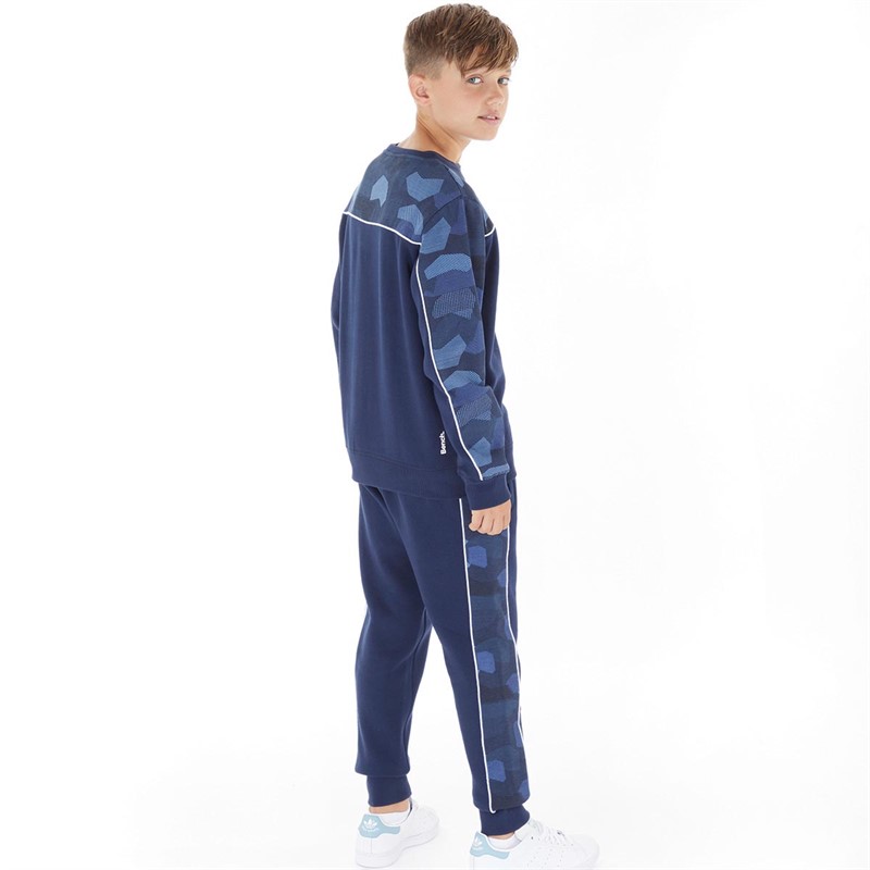 Bench Boys Blue Camo Sweatshirt Joggers And T-Shirt Three Pack Set Navy