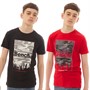 Bench Boys Grynd Two Pack T-Shirts Black/Red