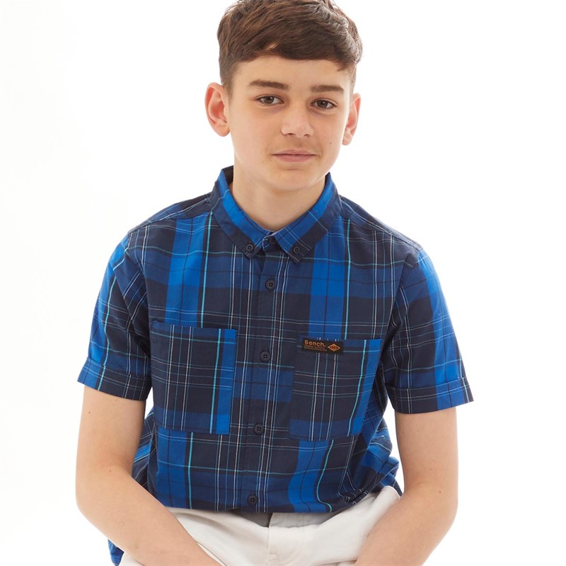 Bench Boys Khari Short Sleeve Shirt Navy Check