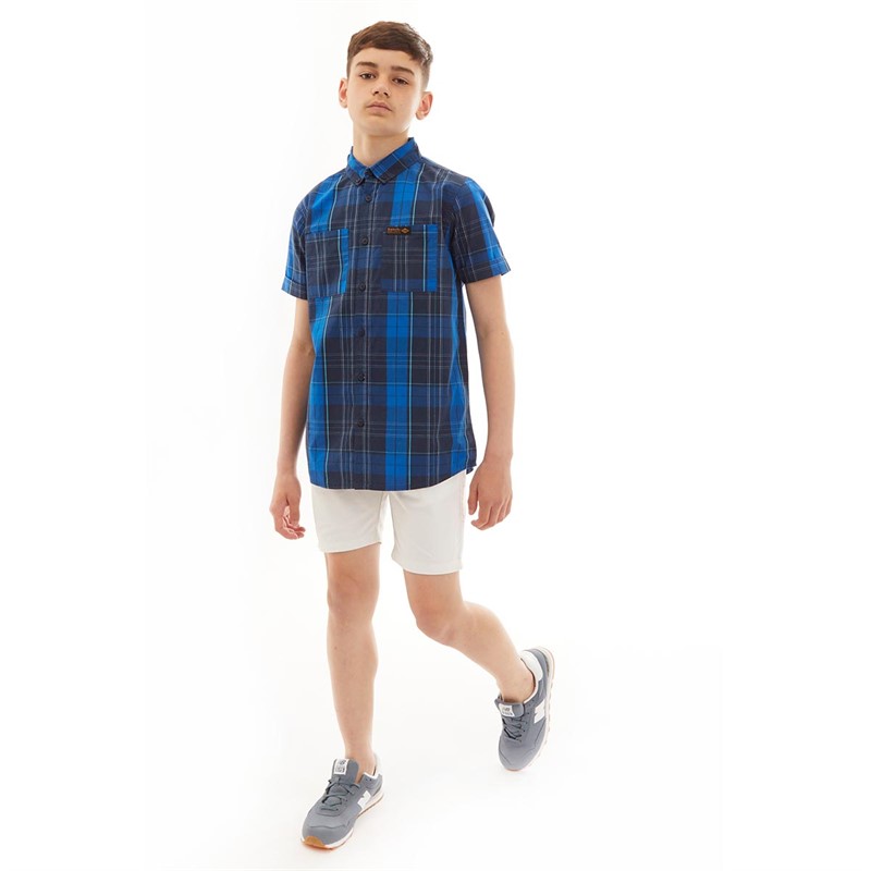 Bench Boys Khari Short Sleeve Shirt Navy Check