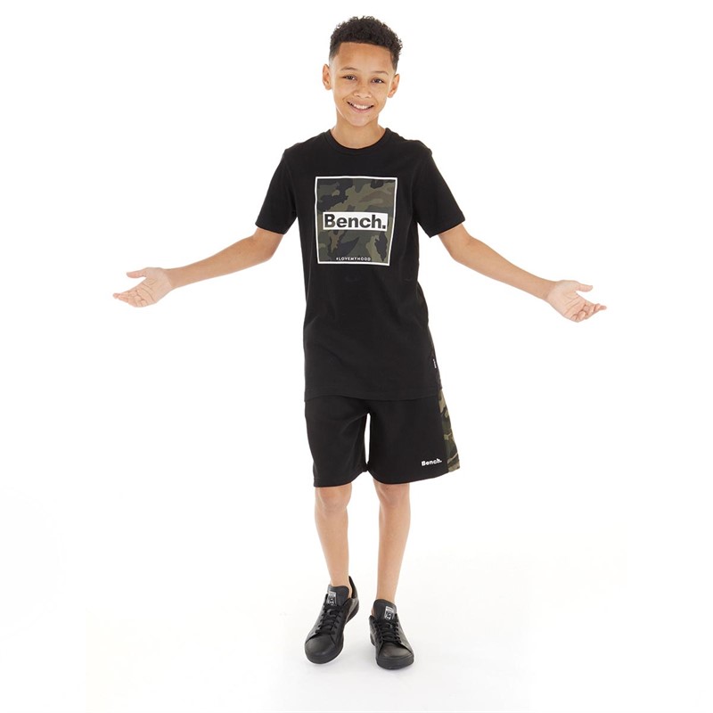 Bench Ensemble T-shirt et short en Polaire Sanlo Garçon Noir