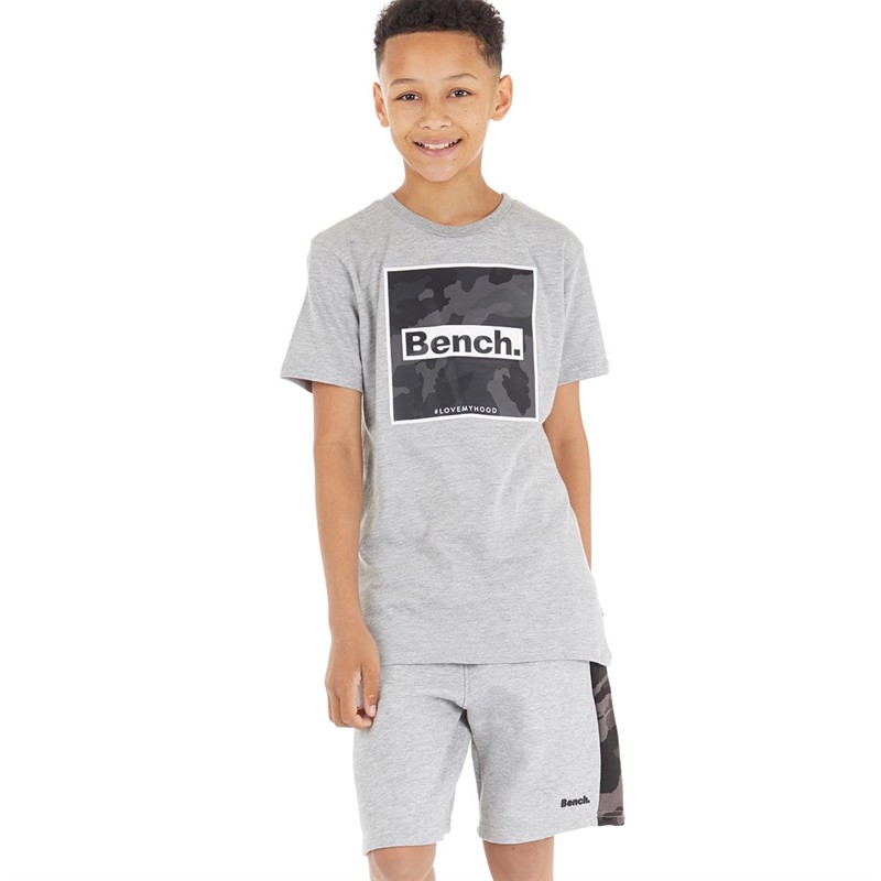 Bench Ensemble T-shirt et short en Polaire Sanlo Garçon Gris chiné