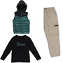 Bench T-Shirt Cargo Hose und Weste Set Grün Jungen