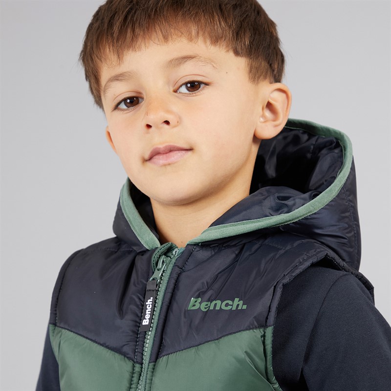 Bench Boys T-Shirt Cargo Trousers And Gilet Set Green
