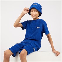 Bench Jongens Lazaka badstof T-shirt, short en hoed set kobaltblauw