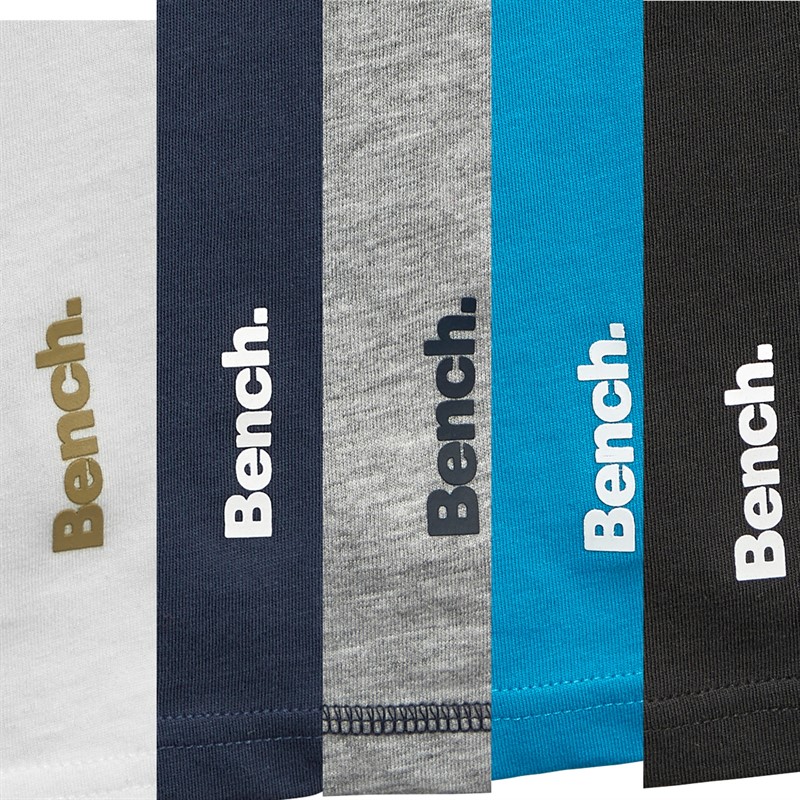 Bench Boys Ormond Five Pack T-Shirts Grey Marl/Black/Ocean Blue/White/Navy