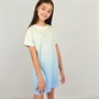 Bench Piger Elleri Gradient Tekst Print T-Shirt Kjole Blå/Gul Fade