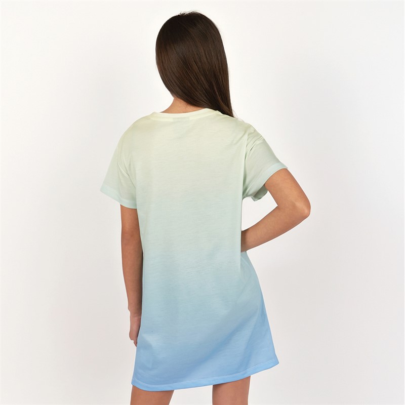 Bench Girls Elleri Gradient Text Print T-Shirt Dress Blue/Yellow Fade