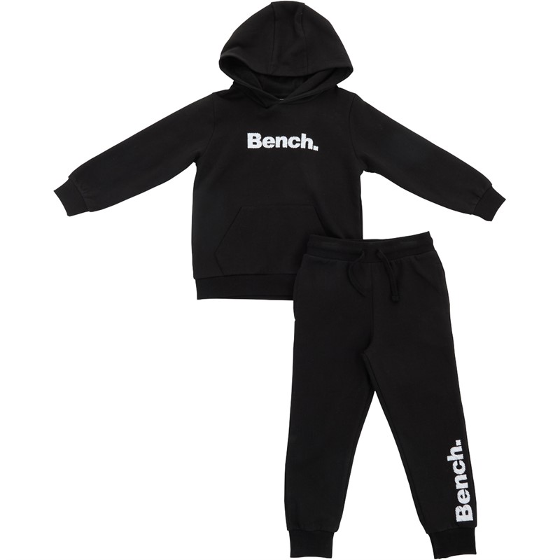 Bench Boys Zip Logo Carrier Hoody And Joggers Tracksuit Black