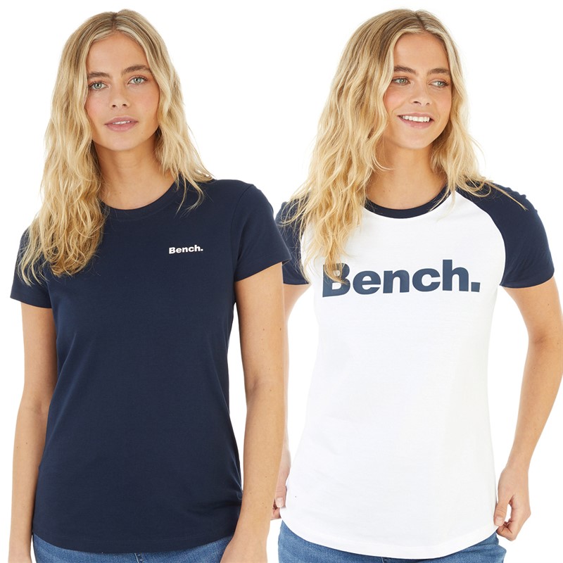 Bench Womens Nerissa Two Pack T-Shirts White/Navy