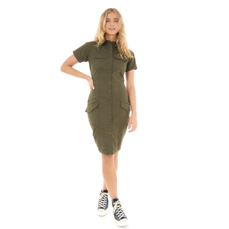 Bench Womens Perse Cargo Dress Khaki