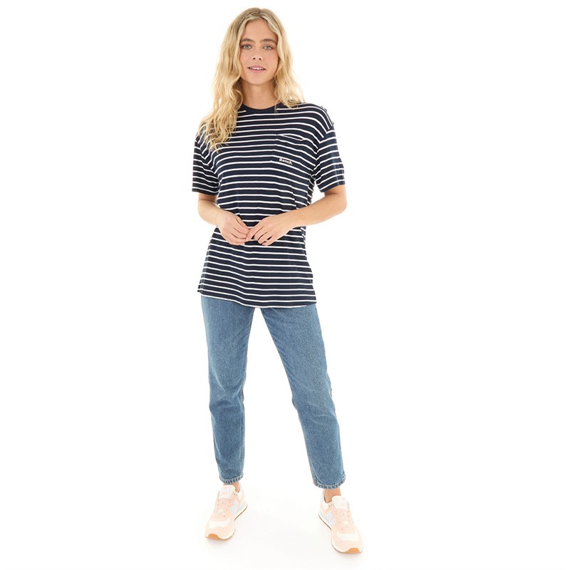 Bench Womens Nouria T-Shirt Navy/White Stripe