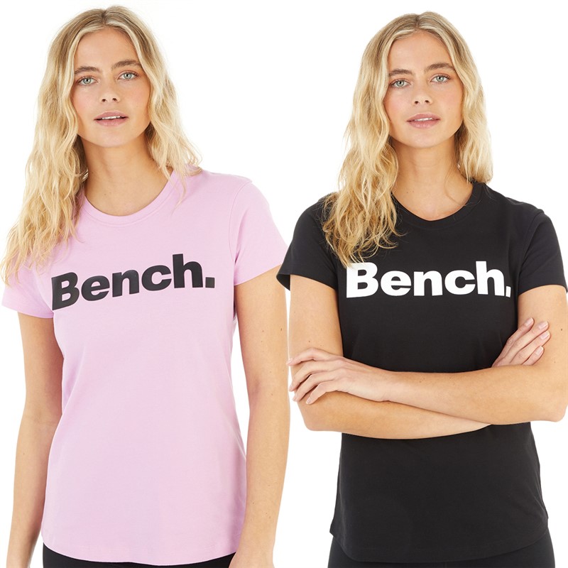 Bench Womens Grammen Two Pack T-Shirts Fondant Pink/Black