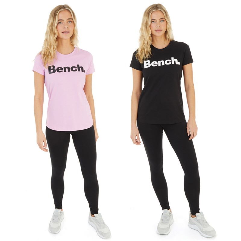 Bench Womens Grammen Two Pack T-Shirts Fondant Pink/Black