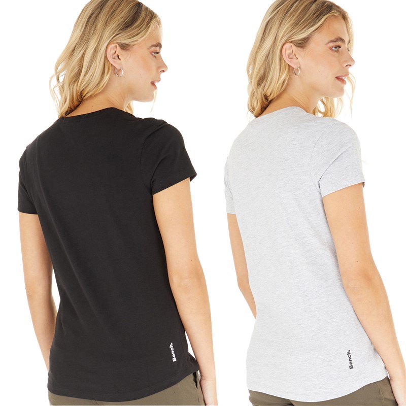 Bench Womens Grammen Two Pack T-Shirts Charcoal/White