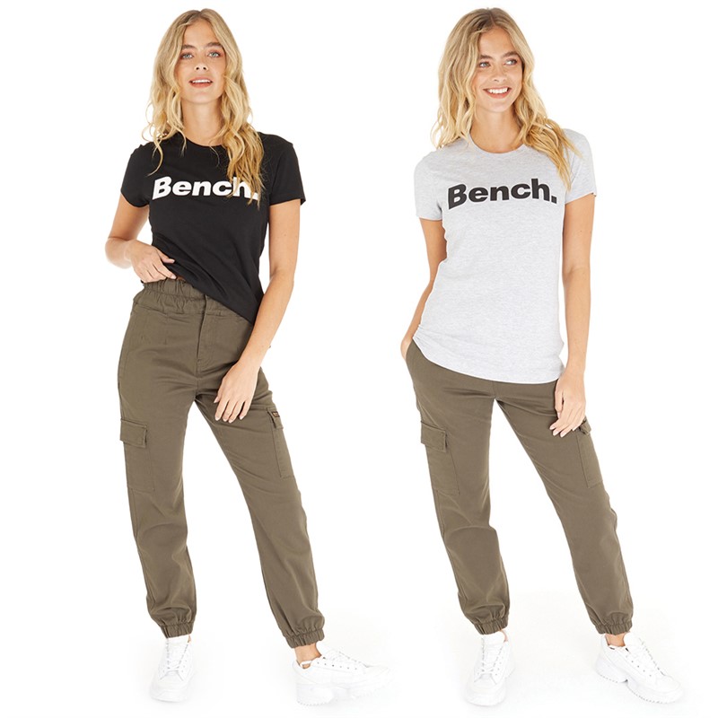 Bench Womens Grammen Two Pack T-Shirts Charcoal/White