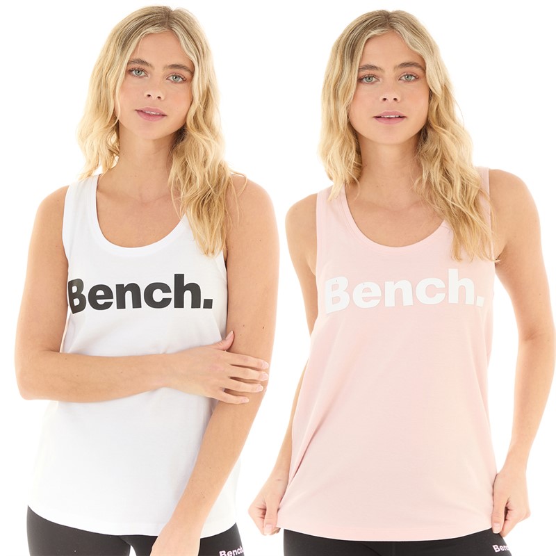 Bench Womens Felia Two Pack Vests White/Pink