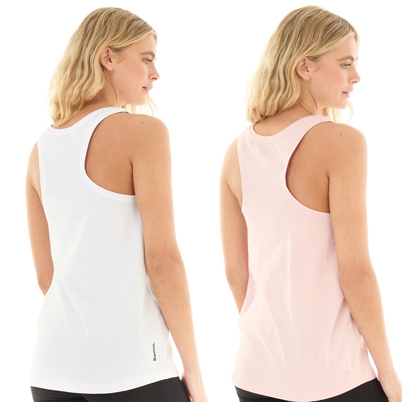 Bench Womens Felia Two Pack Vests White/Pink