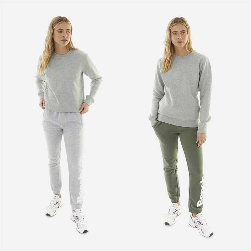 Bench Womens Belinda Two Pack Joggers Khaki Ash/Grey Marl