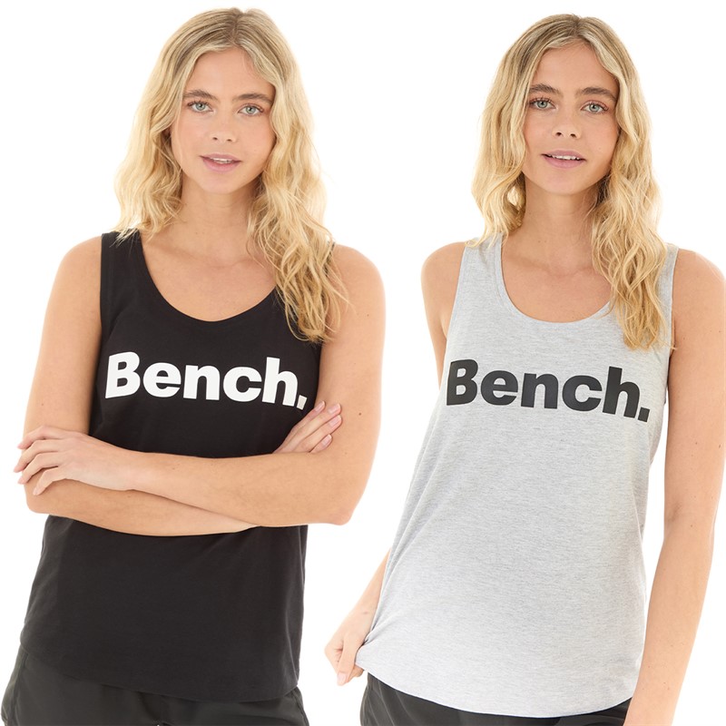 Bench Womens Adalia Two Pack Vests Black/Grey Marl