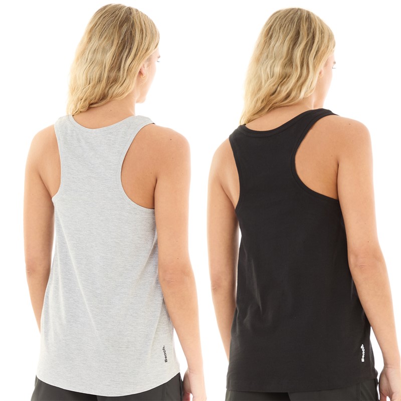 Bench Womens Adalia Two Pack Vests Black/Grey Marl