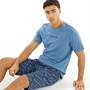 Bench Heren Holney T-shirt en shorts lounge set denim/navy AOP