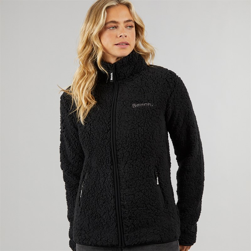 Bench Damen Sherpa Fleece Jacke Schwarz
