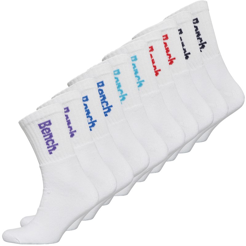 Bench Mens Brennan Ten Pack Crew Socks White