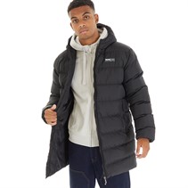 Bench Herren Armann Lange Kapuzen-Steppjacke Schwarz