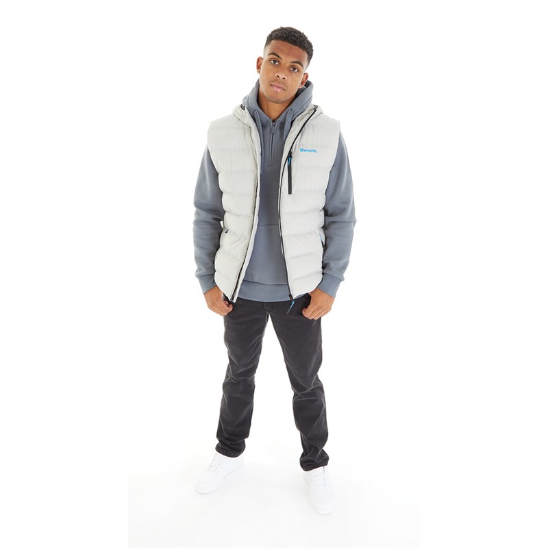 Bench Mens Galban Hooded Puffer Gilet Frost Grey