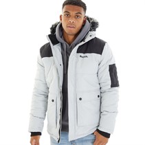 Bench Herren Parka mit Pelzbesatz Kapuze Grau Frost