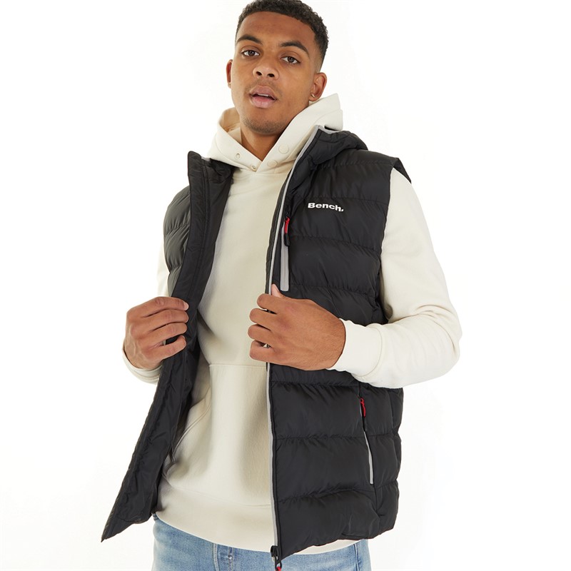 Buy Bench Mens Galban Hooded Puffer Gilet Black