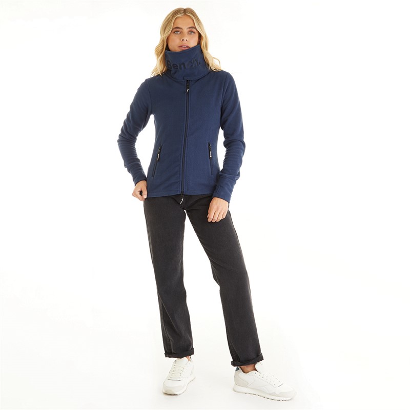 Bench Womens Funnel Microfleece Track Top Navy