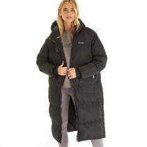 Bench Damen Dans Lange Kapuzen-Steppjacke Schwarz