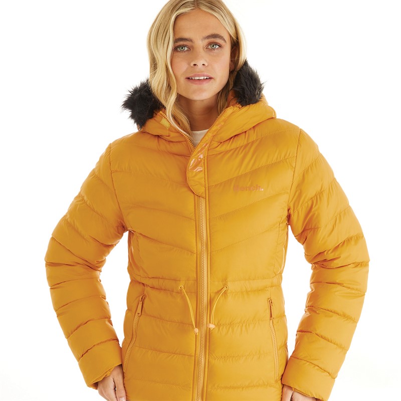 Bench Womens Inken Puffer Jacket Mustard